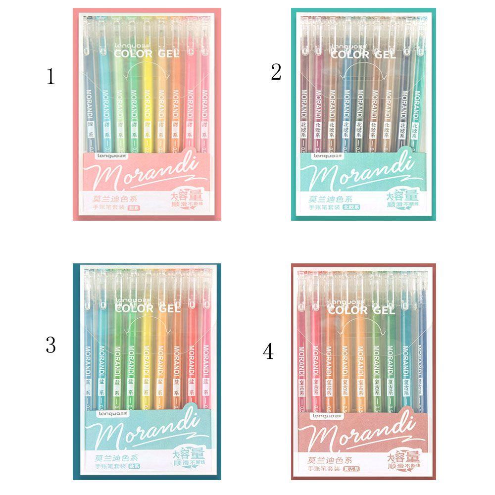 Nanas 9 Pcs Pena Air Perlengkapan Kantor Graffiti Diary Morandi Kuas Lukisan