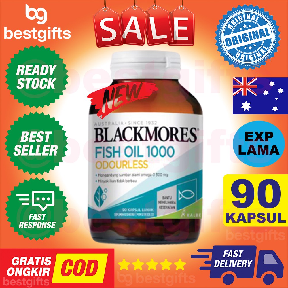 BLACKMORES ODOURLESS FISH OIL OMEGA 3 1000 MG 6 9 MINYAK IKAN DHA JANTUNG KOLESTEROL SENDI 90 KAPSUL