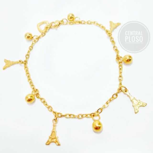 Gelang Tangan Paris Titanium Silver dan Gold 18k