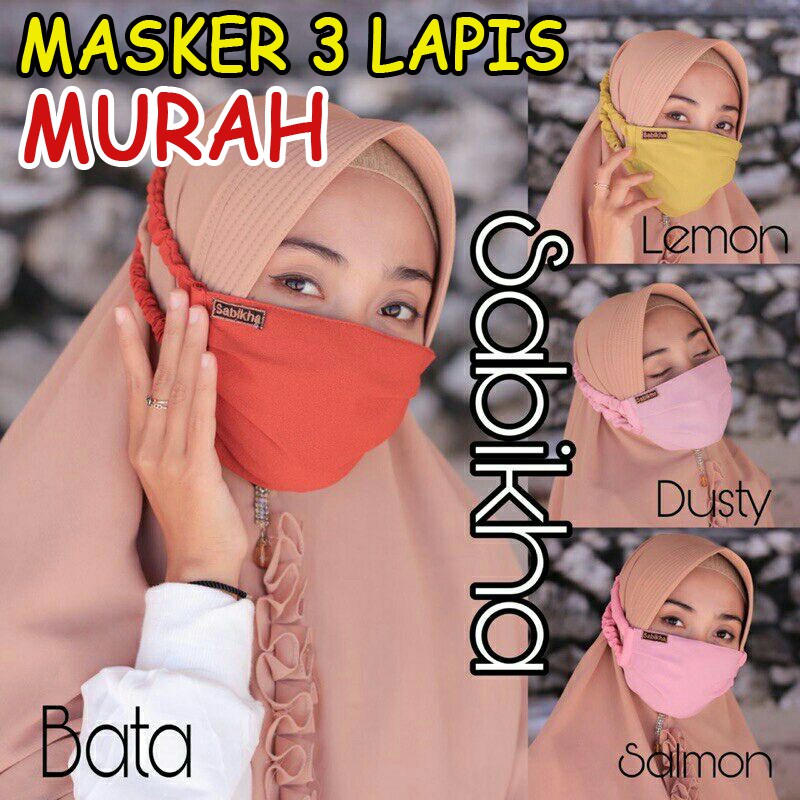 Masker Kain 3 Lapis Masker Serut 3 Ply Masker Hijab 3 Lapis Masker Hijab Sabikha Shopee Indonesia