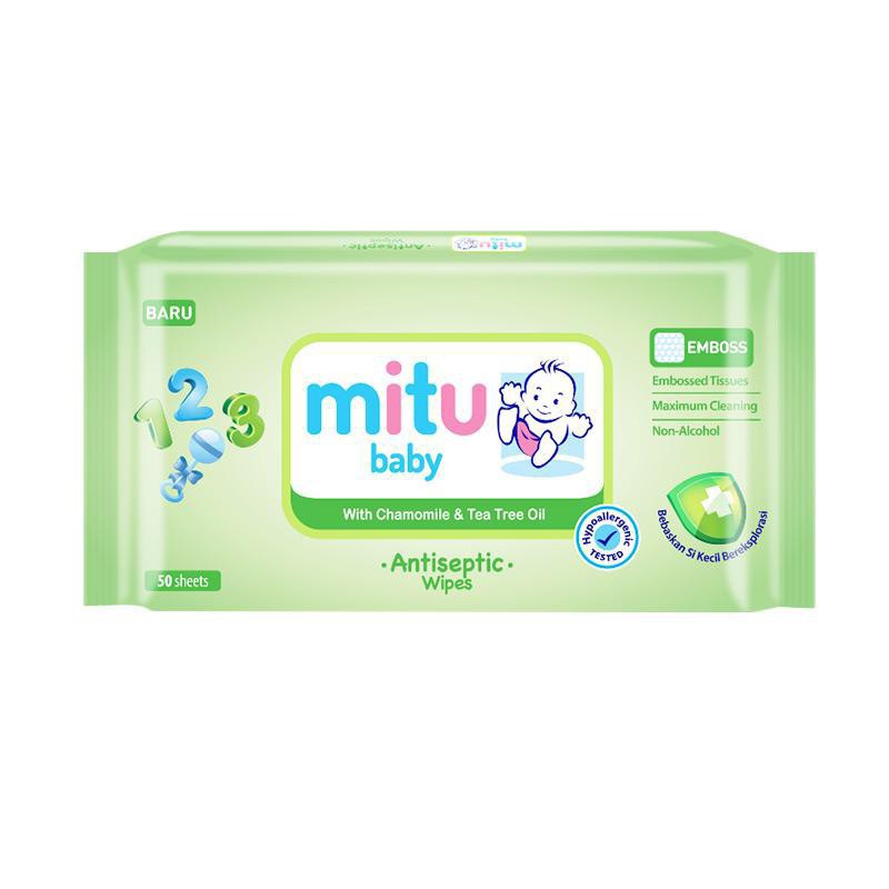 Mitu Baby Reg Antiseptic Hijau 50wipes - Tisu Basah Bayi