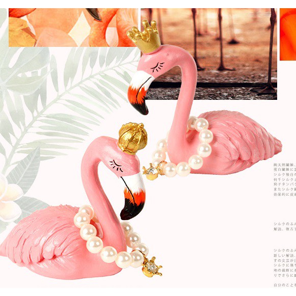 NEW LITTLE ROYAL FLAMINGO Pajangan Dashboard Mobil Flamingo Couple