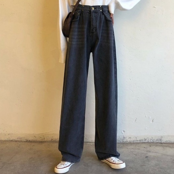 [Diskon khusus]Celana jeans high waist loose korean style celana jeans wanita celana jeans panjang wanita