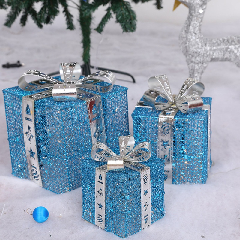 3 PCS Ornamen Kotak Lampu Atmosfir Pohon Natal Untuk Anak / Dewasa
