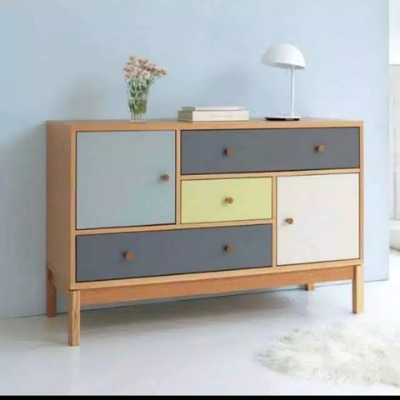 nakas retro 5laci kayu jati cat Duco custom