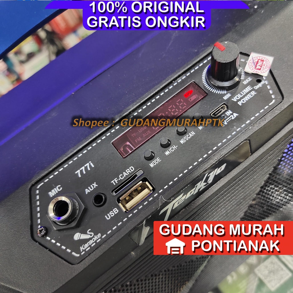 Salon Bluethoot Produk dari GMC Speaker Tekyo 777i tersedia Socket Mic Portable Superbass Product by gmc