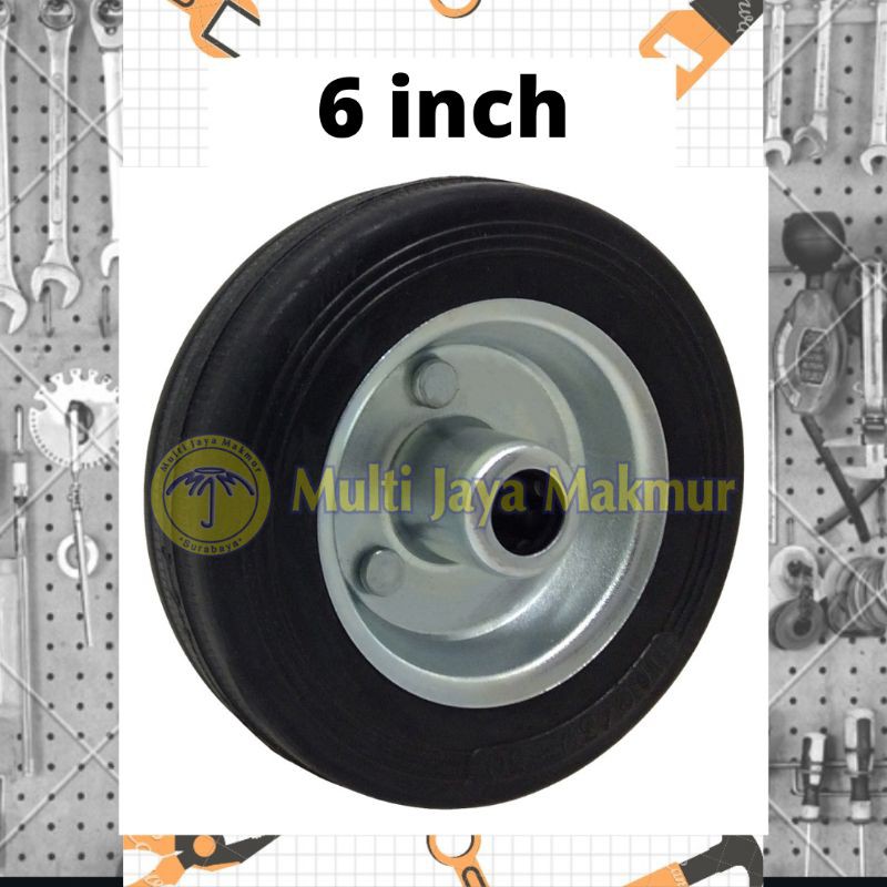 Roda Troli Ban Karet Hitam 6 inch High Quality Termurah