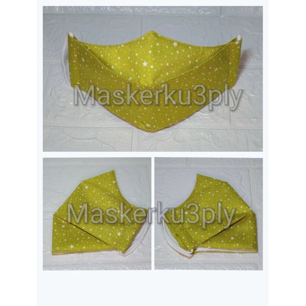 MASKER 3D 3PLY KAIN KATUN KUALITAS PREMIUM + STOPPER
