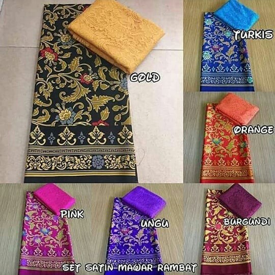 kain songket mawar pucuk set brokat