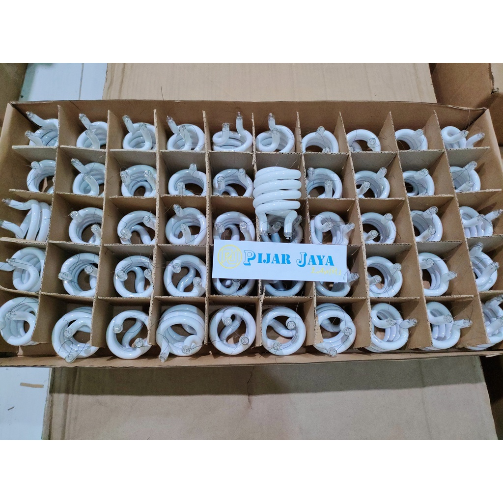 x50 pcs Kaca Lampu Spiral 23 watt Triband 4T 23w Ulir + PACKING KAYU