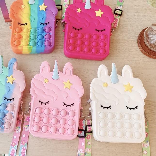➬ Tas Unicorn Anak Anak Pop it Sling Bag [INCLUDE TALI SLING] [BIG UNICORN SERIES] ♜