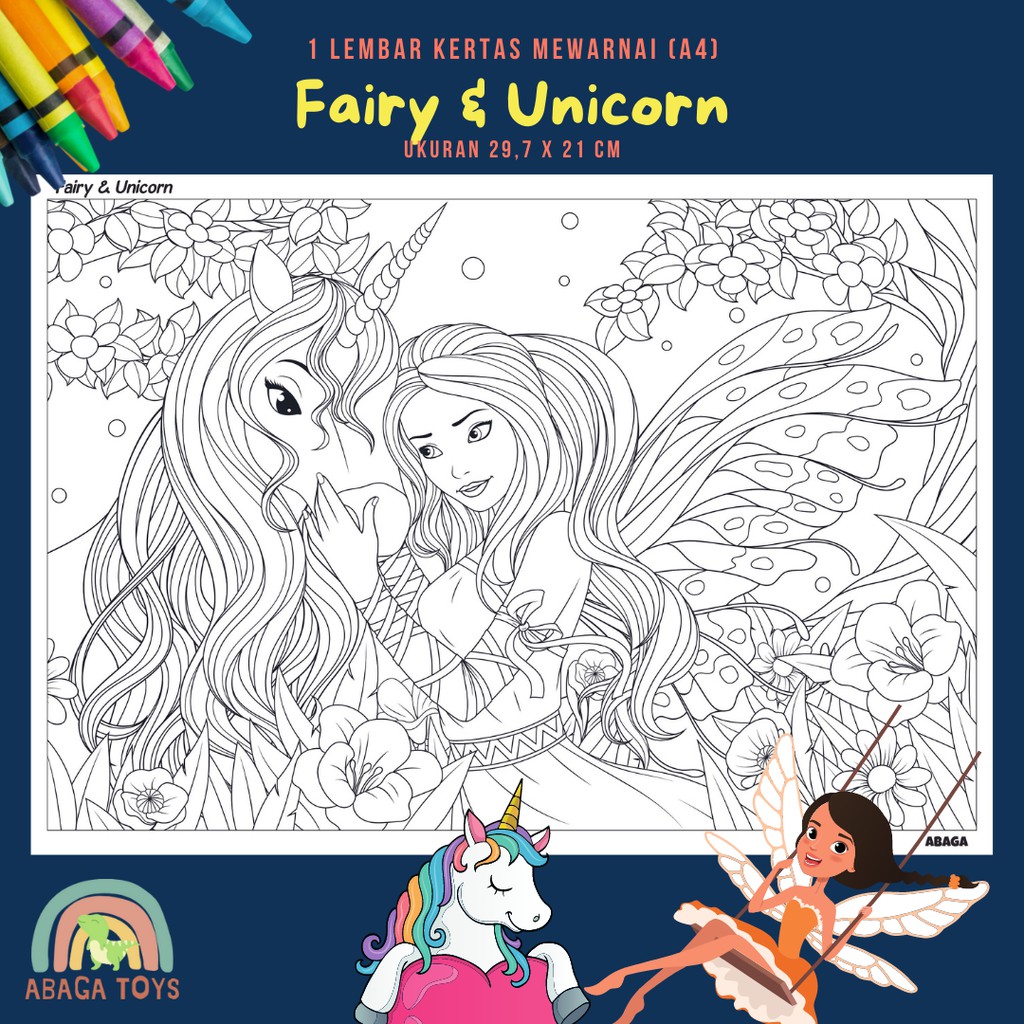 (Min Order 10Pcs) Kertas Gambar Mewarnai A4 - Latih Imajinasi, Kreativitas, Eksplorasi Warna (Coloring Page)-2