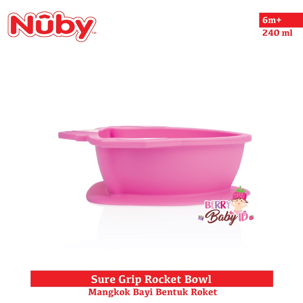 Nuby Sure Grip Rocket Suction Bowl Mangkok Makan Silikon Bayi Anak Berry Mart