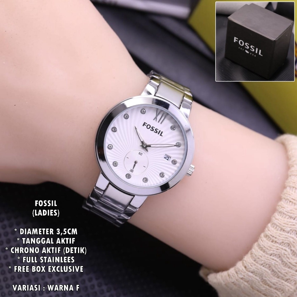 (BISA COD) JAM TANGAN WANITA FASHION RANTAI BODY BULAT TANGGAL &amp; CHRONO AKTIF