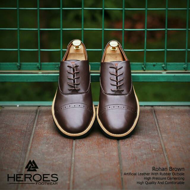 ROHAN BLACK | FORIND x Heroes | Sepatu Oxford Pantofel Santai Kerja Kantor Kuliah Kulit