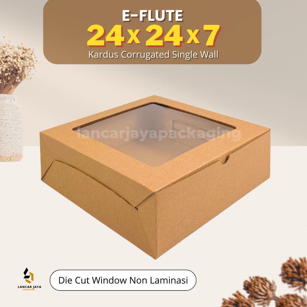 

E-Flute Kardus Hampers Souvenir Parcel Kotak Kue Cake Roti 24x24x7 cm