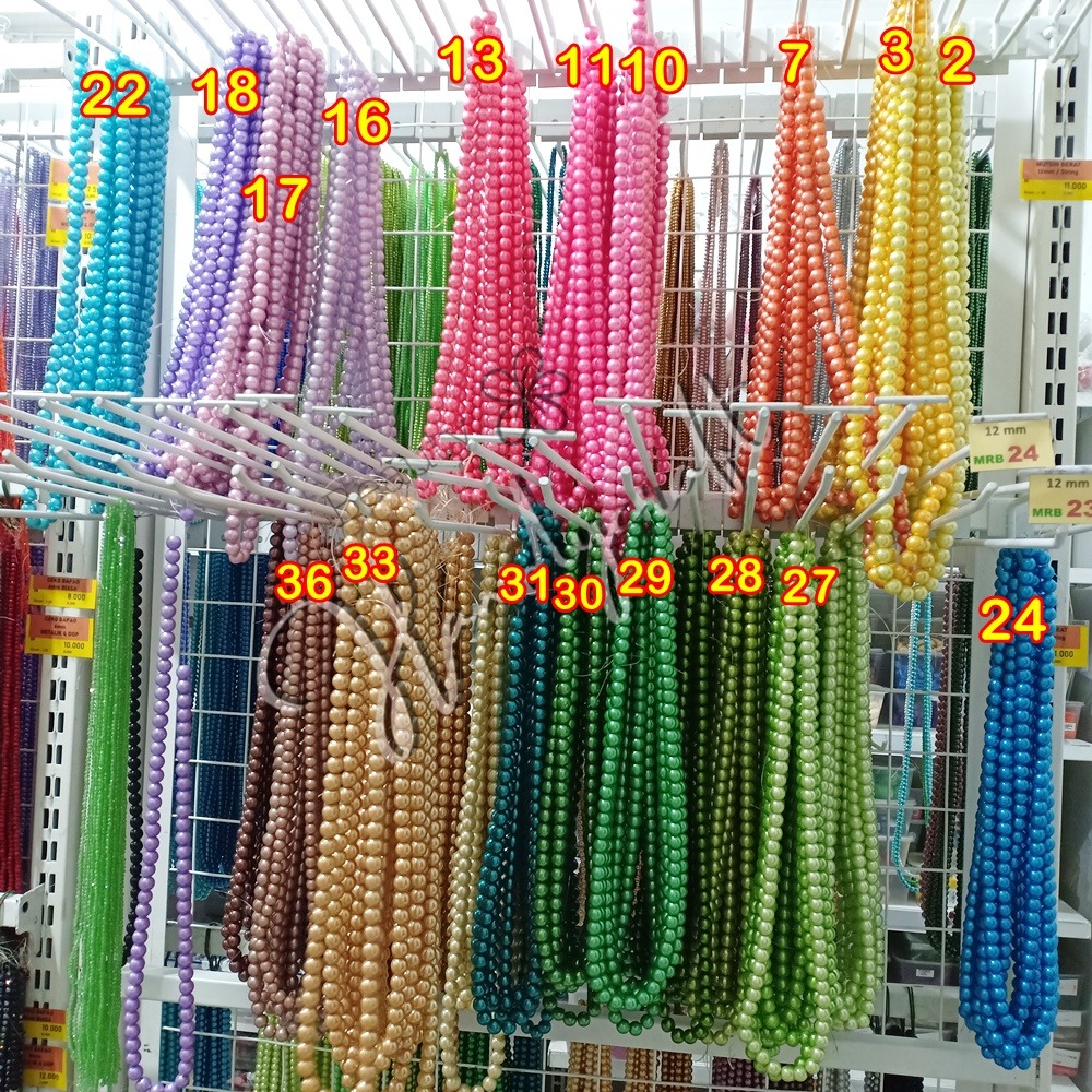 Mutiara Sintetis 12mm mutsin berat per RENTENG