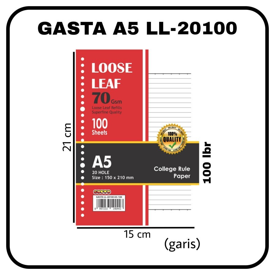 

SJS Loose Leaf A5 100 lbr / Isi Kertas Binder/ Memo/ Tulis/ Paper