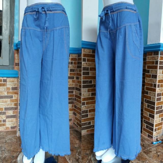 CELANA KULOT  JEANS WASHED RAWIS Shopee Indonesia