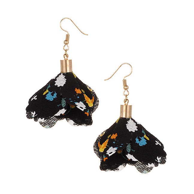 LRC Anting Gantung Fashion Flowers Pendant Decorated Earrings