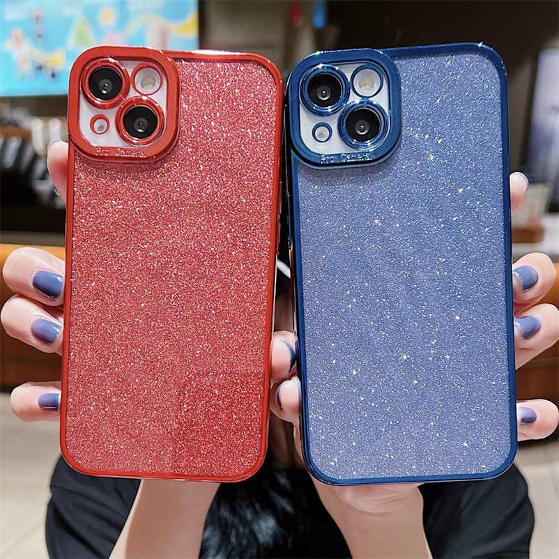 Soft Case TPU Transparan Electroplating Glitter Cover iPhone 13 12 11 Pro Max Xs Max X Xr Xs 7 8 Plus