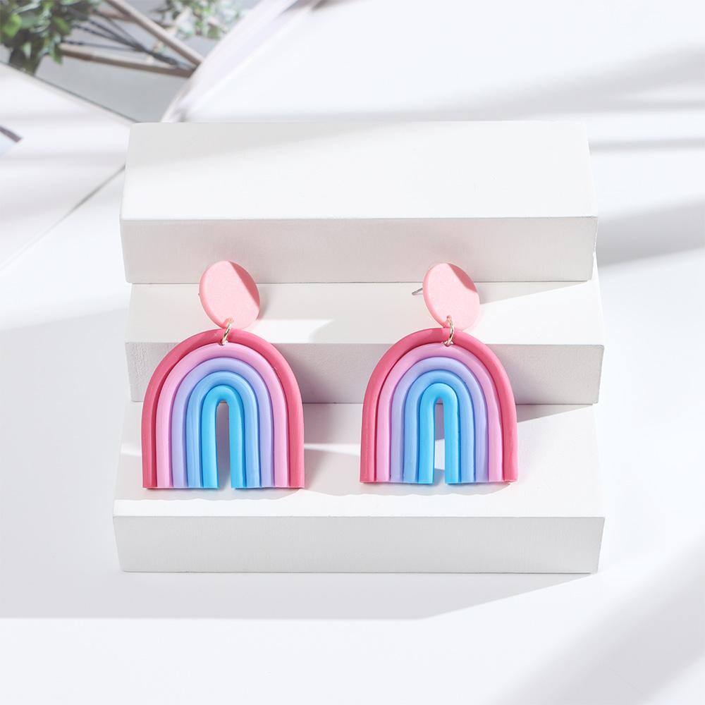 R-flower Menjuntai Drop Earrings Lucu Gradasi Retro Candy Color