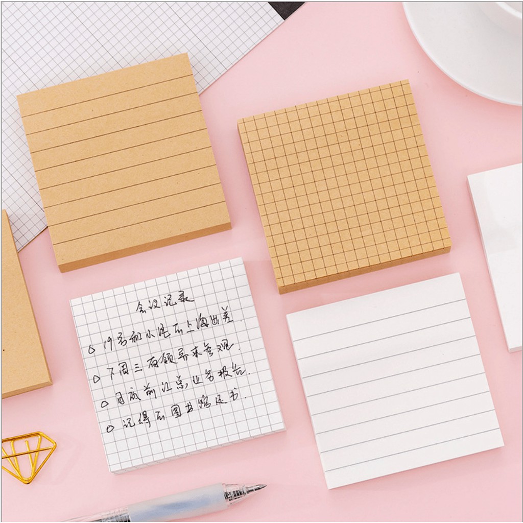 

80 lembar sticky notes kertas memo kraft korea motif grid dan garis lucu DAY7