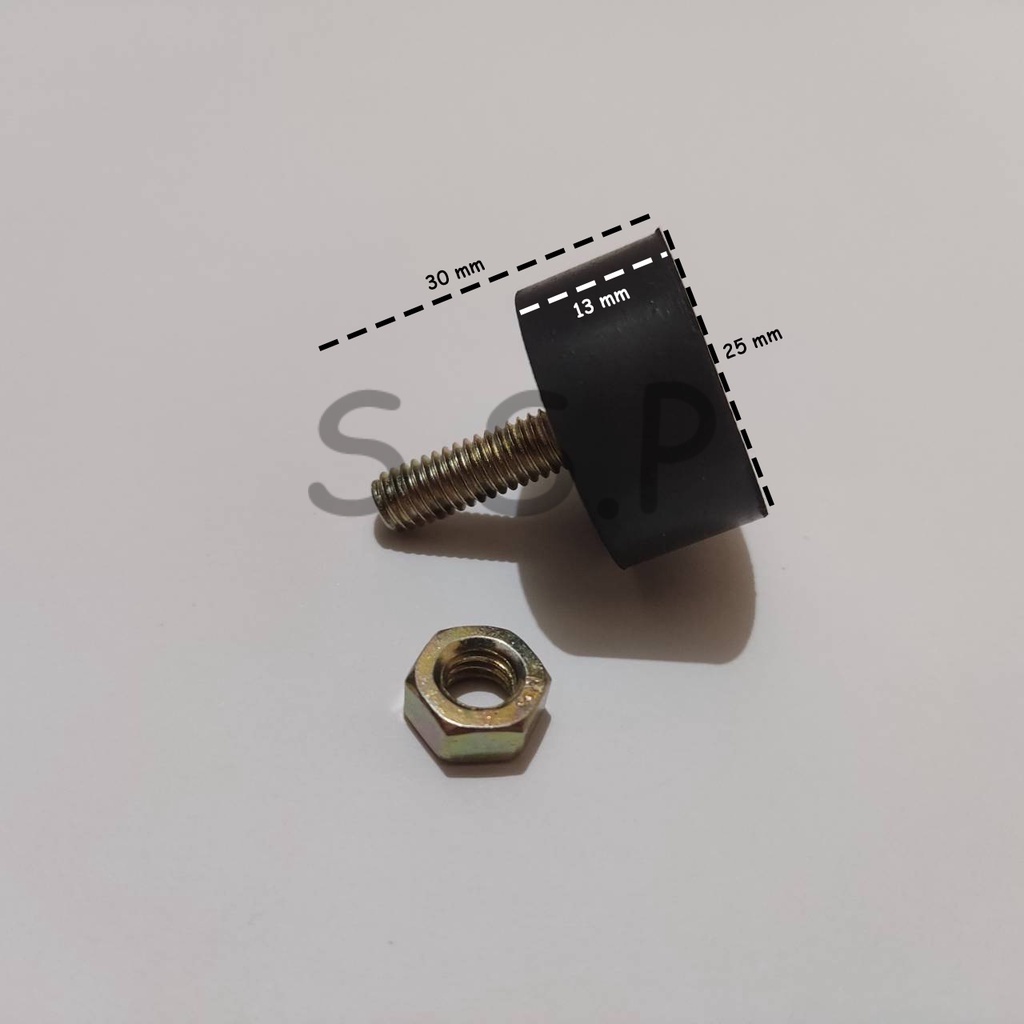 Adjuster Kaki Meja M6 (Baut 6) Bulat D. 25 / karet pengatur kaki meja