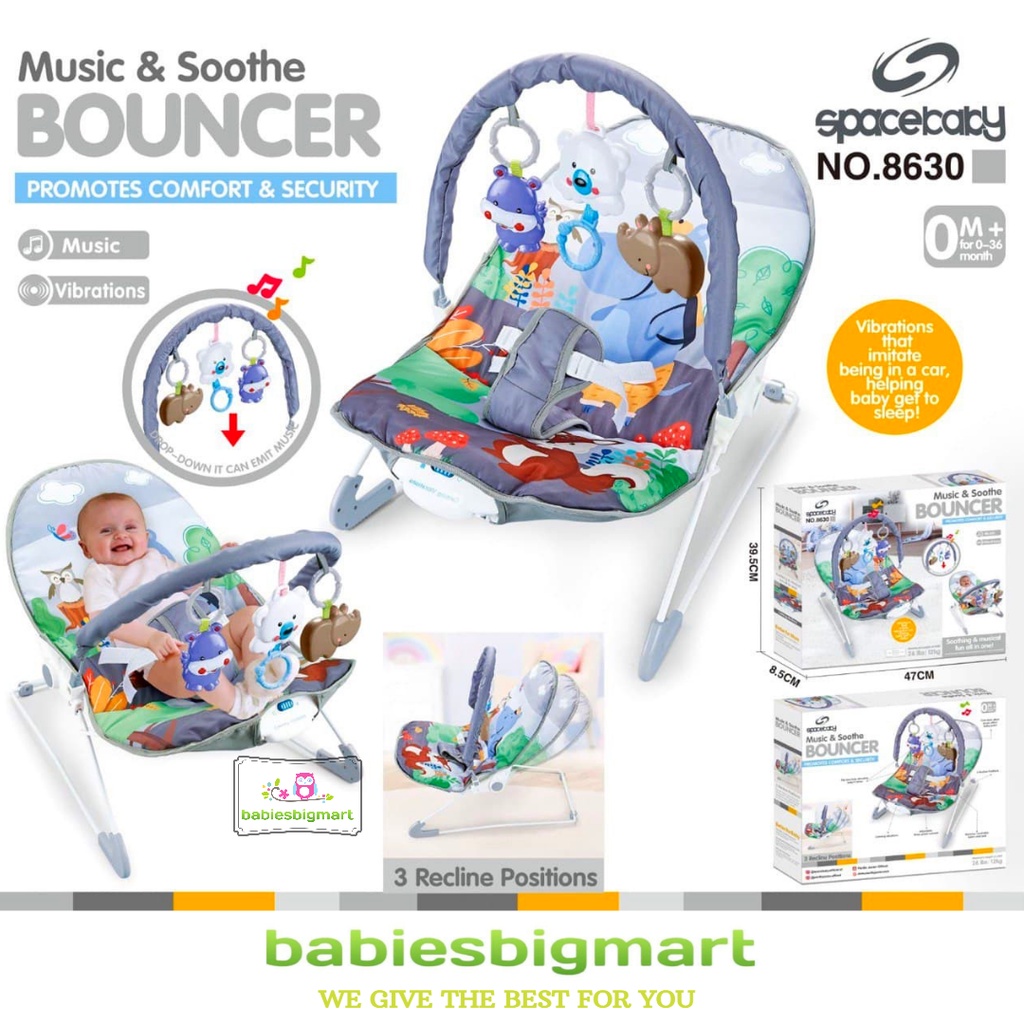 Bouncer Pliko My Soothing PK 303 Spacebaby SB 8610 SB 8630 ZX 2109 Piano Playgym SB 8013 SB 8017 Sugarbaby 1 recline 3 recline Tempat Duduk Anak Space Baby-SB 8630 ABU ABU