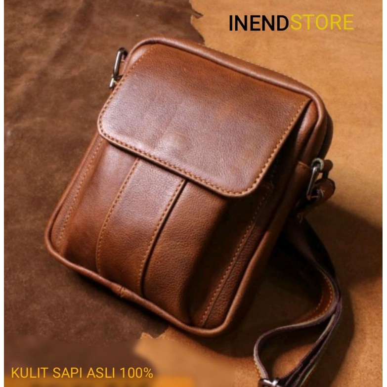 TAS SELEMPANG PRIA KULIT SAPI ASLI WI 0724. ORIGINAL KUALITAS PREMIUM TAS DADA KULIT TAS PINGGANG TA