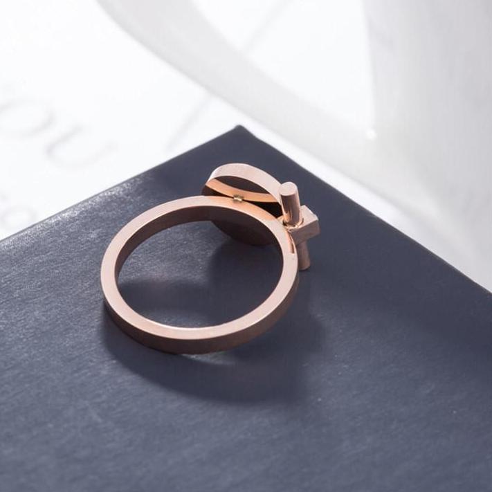 ♡ Cincin Titanium Bulat Hitam Anti Karat Model Wanita Korea ❈