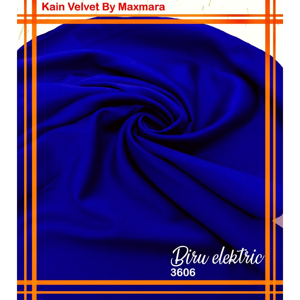Bahan Multi Kain Satin saten Velvet maxmara Polos bridesmaid Meteran Super A Grade-3606 biru elektric
