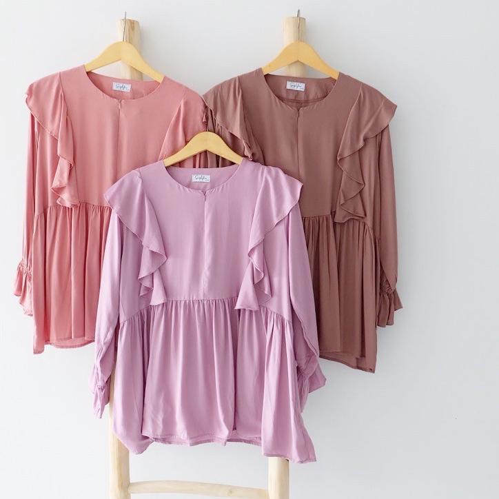 BEFAST - ZRX OOTD Blouse EJIYA / Blouse Diane / Blouse Lengan Panjang / Pakaian Wanita Remaja Kekinian / Blouse Crincle / Fashion Wanita Modis / Blouse Polos Formal / Outfit Wanita Modis / Keluaran Terbaru / Termurah