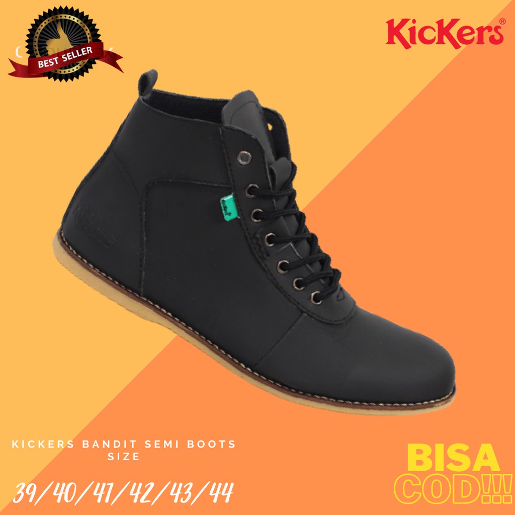 Bayar Di Tempat!! Sepatu Boots Klasik Kickers Bandit Hitam Shoes Kikers Pria Kerja Termurah