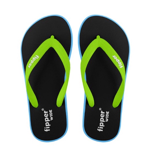 Sandal Fipper Wide Black Blue Sky Green Apple Original