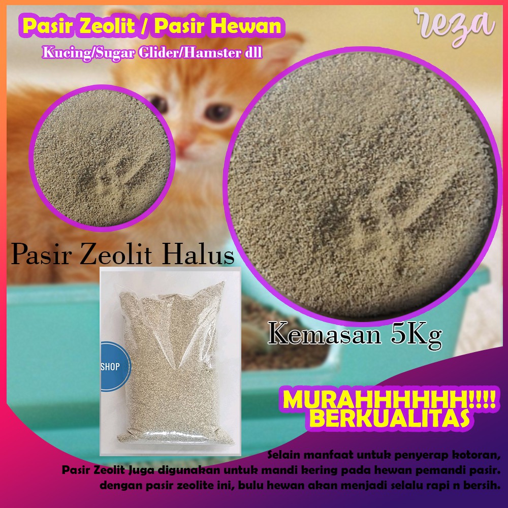 Pasir Zeolit Pasir 5Kg Butiran Halus Batu Zeolite untuk Buang Air Kucing Pasir Ecosand Pasir
