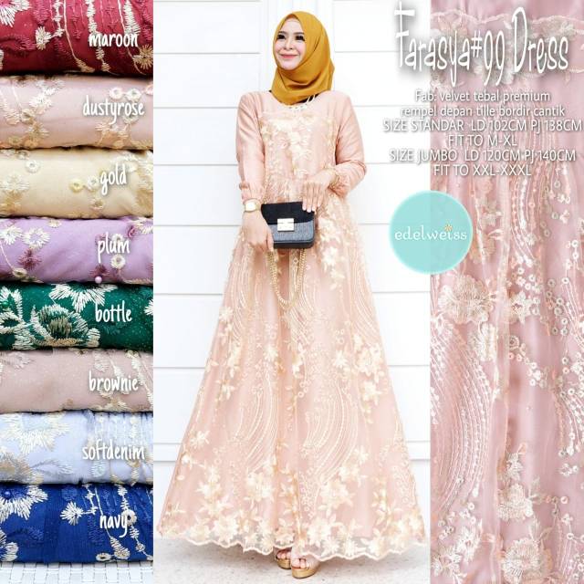 Farasya Dress #99 Gamis Brukat Mewah Gamis Kondangan Terbaru Dress Velvet Jumbo LD 130 Gamis Brukat Jumbo Gamis Lebaran Terbaru Dress Muslimah Gaun Pesta Gamis Seragam Pernikahan Outfit Bridesmaid Gamis Broklat Jumbo Wanita xxxl Outfit Kondangan Terbaru