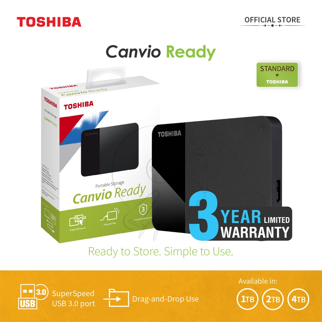 Toshiba Canvio Ready Hardisk Eksternal 1TB - Hitam