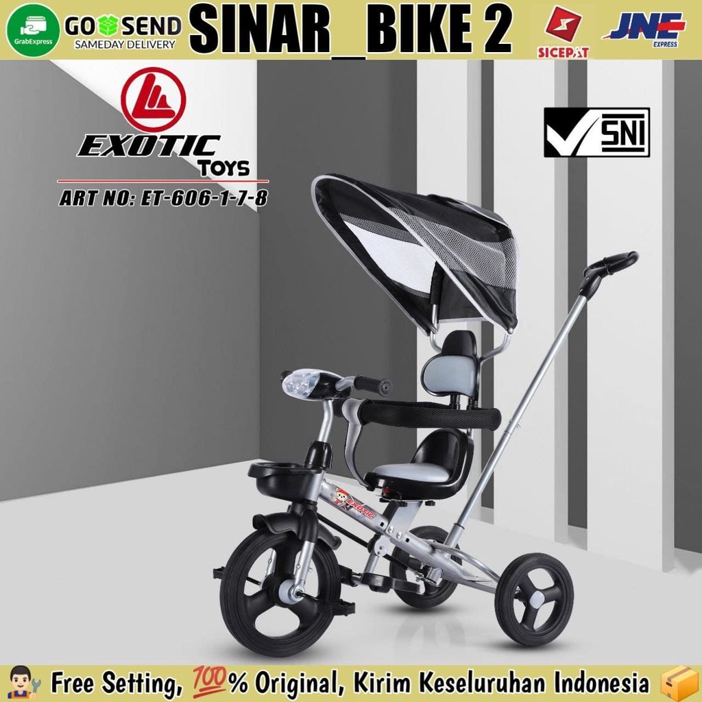 Sepeda Roda  Tiga EXOTIC ET-606-1-7 8 Kursi Putar Ban Karet Tricycle Anak