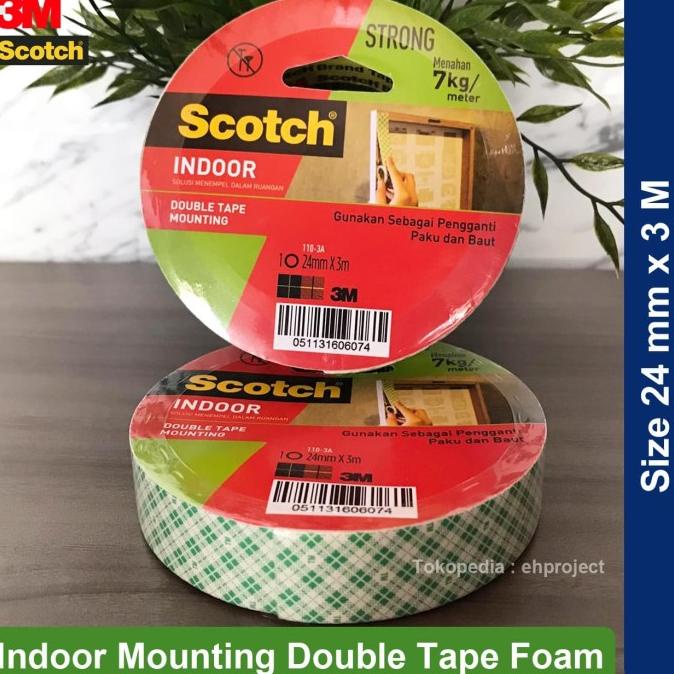 

3M Scotch Double Tape Mounting Indoor 24 mm x 3 M Serbaguna Di Ruangan CUCI GUDANG