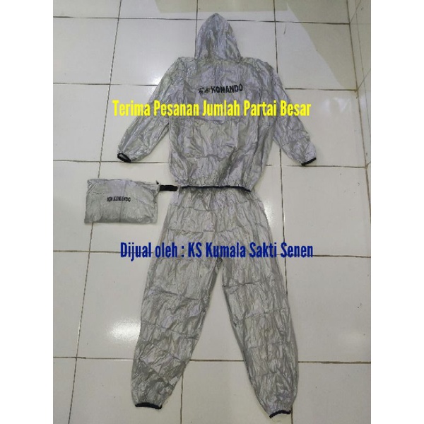 Baju Sauna Suit Komando Abu |Jaket Sauna Olahraga-Rainsol Running-Jas Hujan Security-Jas Hujan Axio Rosida