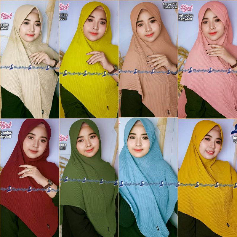 Hijab Bergo PET Plisket POLOS Bahan Ceruty Babydoll || Nasifahhijab-2