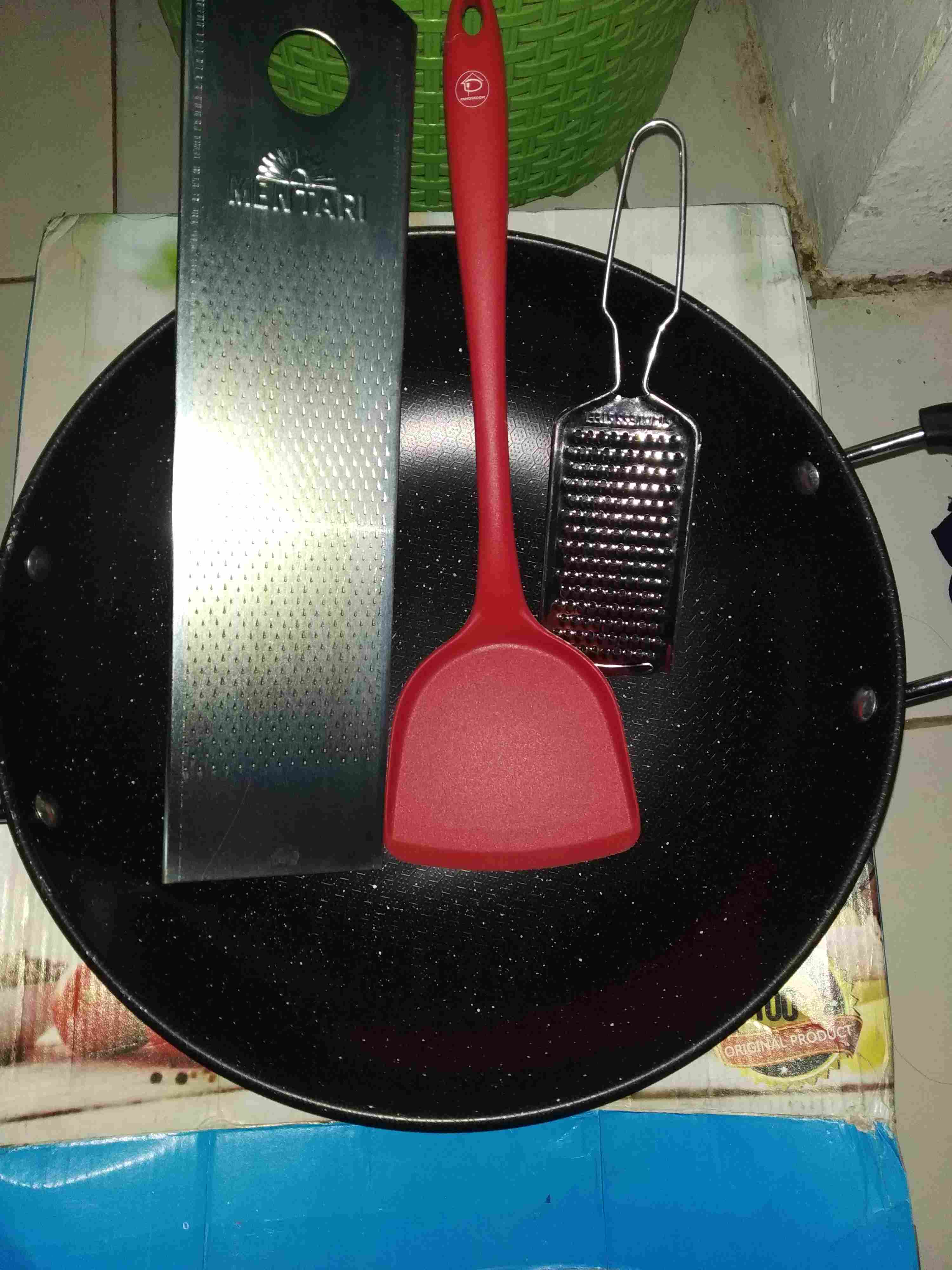 Pamosroom Kuali Wajan Penggorengan Kuping 31cm Keramik Lapis Enamel Anti Lengket  31 Cm Bisa Induksi
