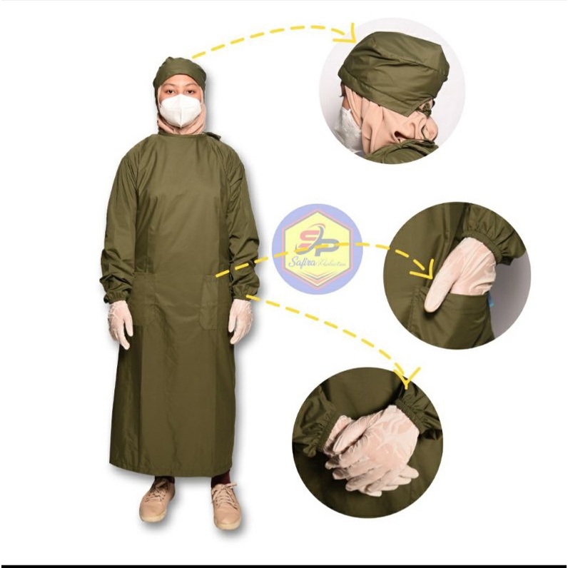 BAJU MEDIS/APD LEVEL 2/GOWN TASLAN CHOATHING IMPORT (Costum bordir nama/logo)