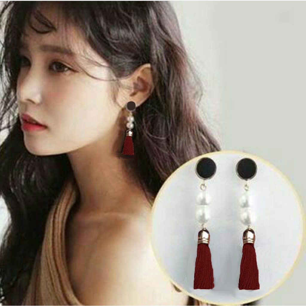 Anting Long Tassel Anting Mutiara Aneka Warna Miss 20