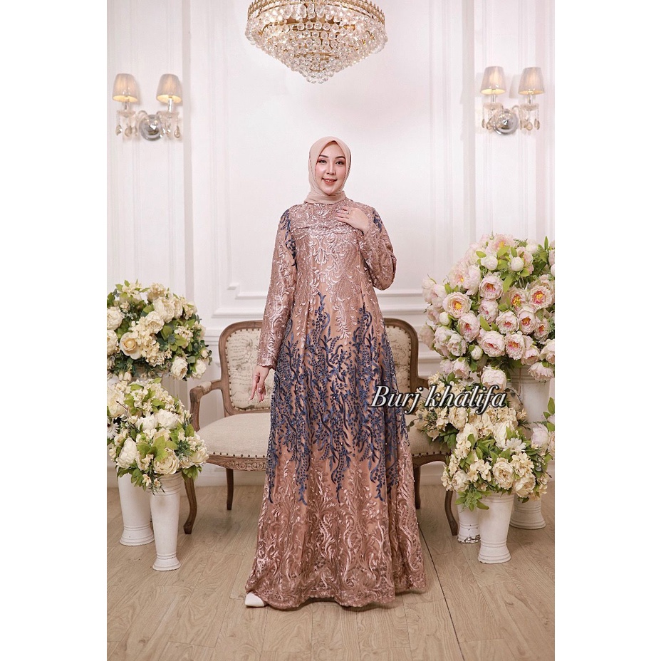 Sierra - GAMIS BURJ KHALIFAH ORIGINAL GAMIS MODERN DRESS MEWAH GAMIS PESTA GAMIS LEBARAN GAMIS KONDANGAN GAMIS TILLE BORDIR OUT FIT WANITA FASHION MUSLIM