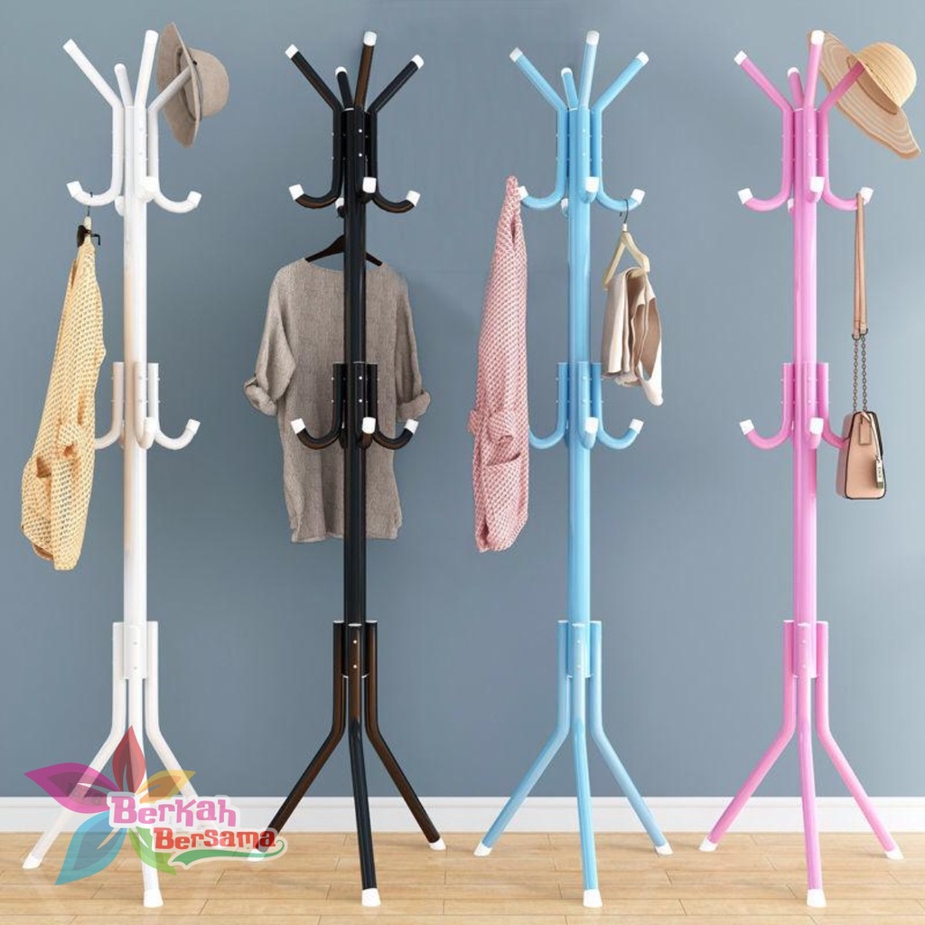 RT87 standing hanger gantungan berdiri stand baju topi tas multifungsi 8 hook kait pengait BB6372