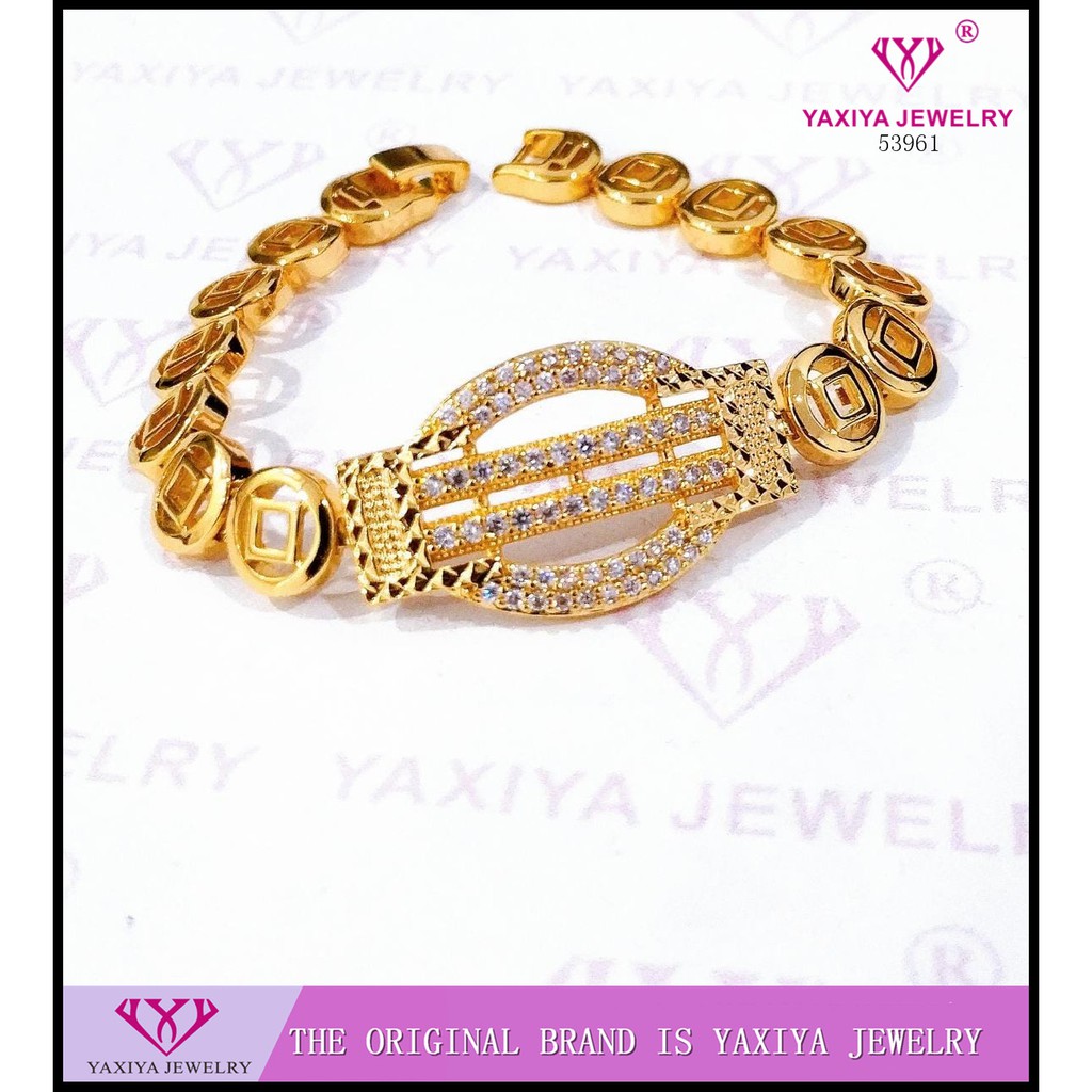 

Gelang Plat Lapis emas Motif permata Perhiasan imitasi 18k Yaxiya 53961