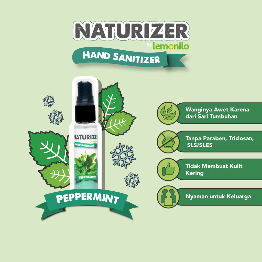 Lemonilo Hand Sanitizer Naturizer Peppermint &amp; Lavender 30 ml &amp; Lemongrass 50ml BISA COD | INSTANT | SAMEDAY