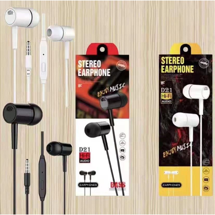 Earphone Handsfree Headset Dual Bass MA -22 - At 104 - Earphone D21 Stereo Hi Res Audio